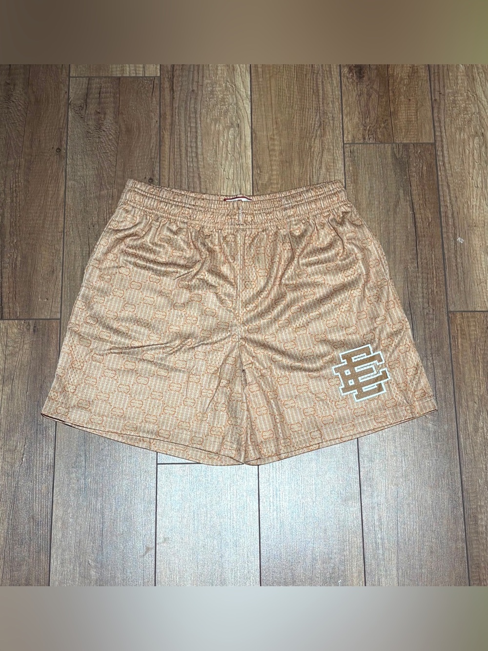 Eric Emanuel EE x Gucci Tan Brown Mesh Shorts Brand New Size Large